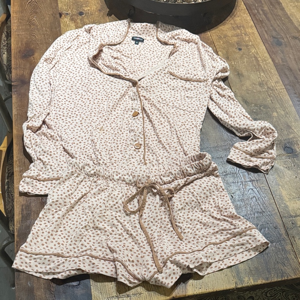 Cosa Bella Polka Dot Button-Up Pajama Set